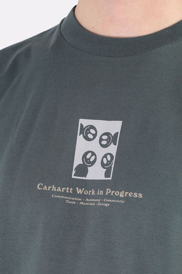 Мужской лонгслив Carhartt WIP L/S Dome T-Shirt (I029982-hemlock green) - фото 2 картинки