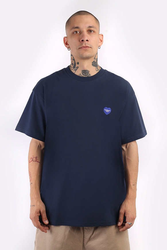Мужская футболка Carhartt WIP S/S Double Heart T-Shirt (I032155-blue) - фото 2 картинки