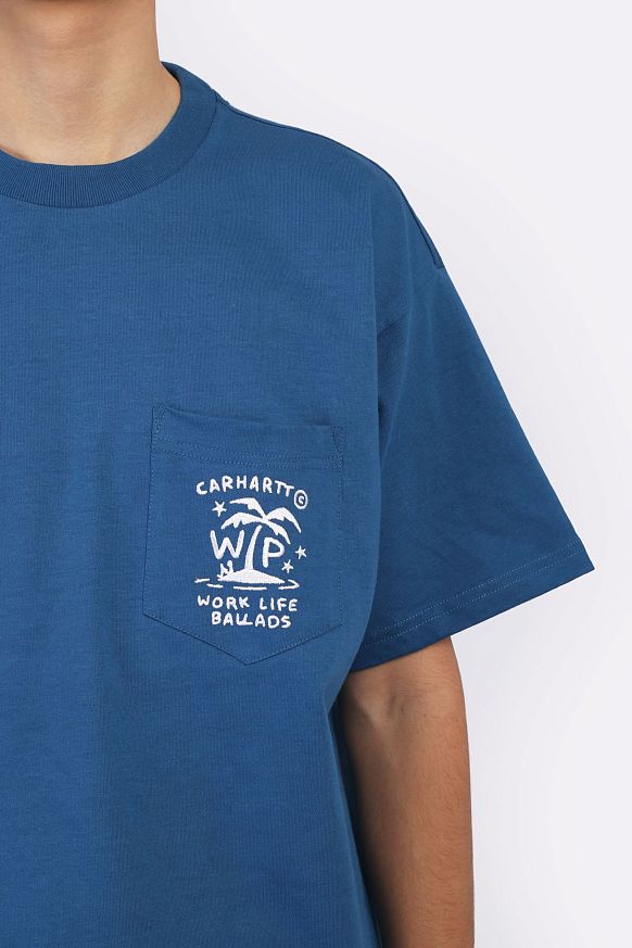 Мужская футболка Carhartt WIP S/S Fragments Pocket T-Shirt (I034407-sodalite/white) - фото 5 картинки