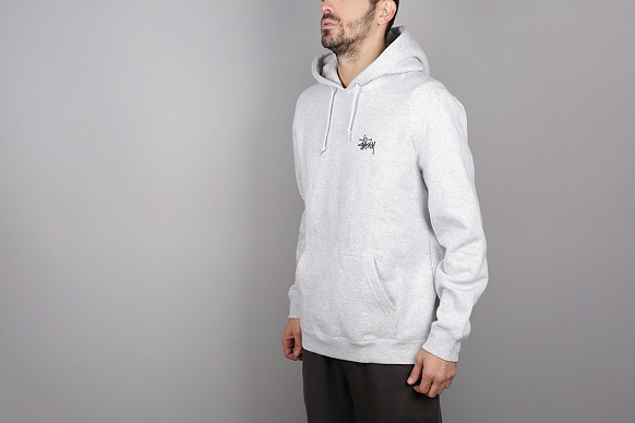 Мужская толстовка Stussy Basic Stussy Hood (1924257-ash heather) - фото 3 картинки