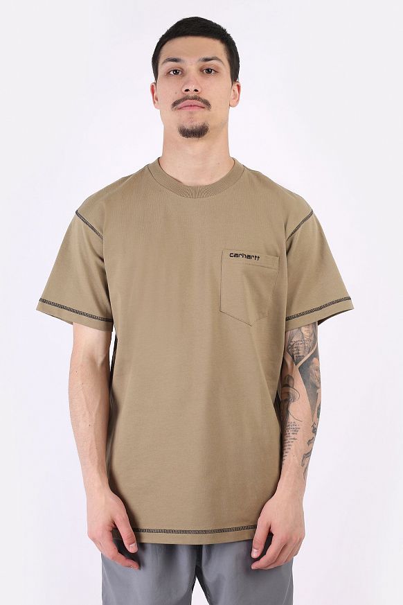Мужская футболка Carhartt WIP S/S Nazka Pocked T-Shirt (I029597-tanami/blk) - фото 3 картинки