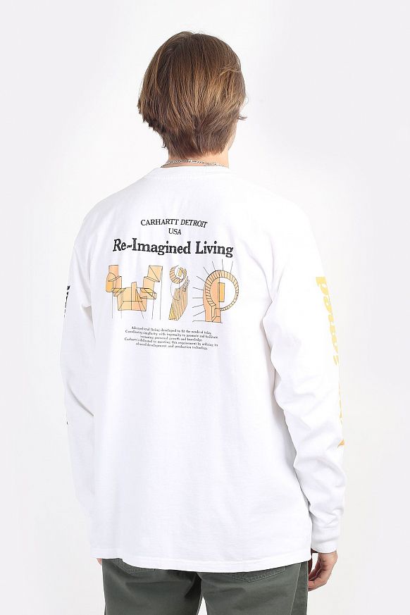 Мужской лонгслив Carhartt WIP L/S Living T-Shirt (I030179-white) - фото 3 картинки