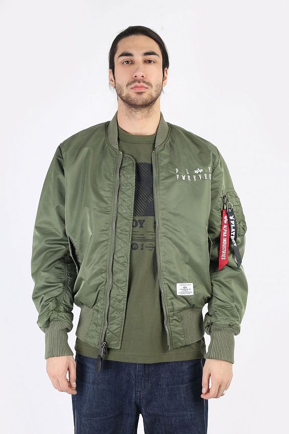 Мужская куртка Alpha Industries x Play Boy MA-1 Flight Jacket (CJP51502C1-sage) - фото 2 картинки