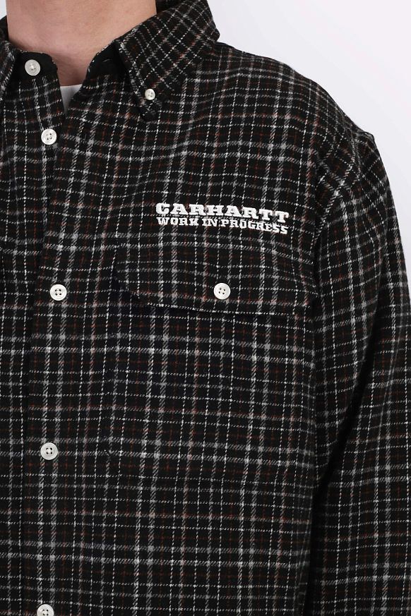 Мужская рубашка Carhartt WIP L/S Runaway Millett Shirt (I034383-Millettch blk/wax) - фото 7 картинки