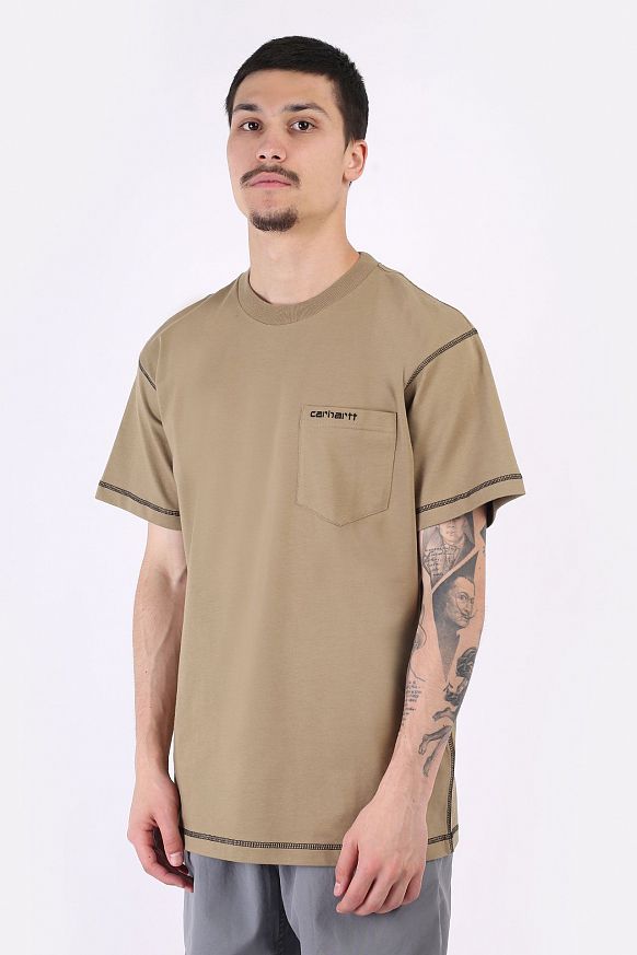 Мужская футболка Carhartt WIP S/S Nazka Pocked T-Shirt (I029597-tanami/blk)