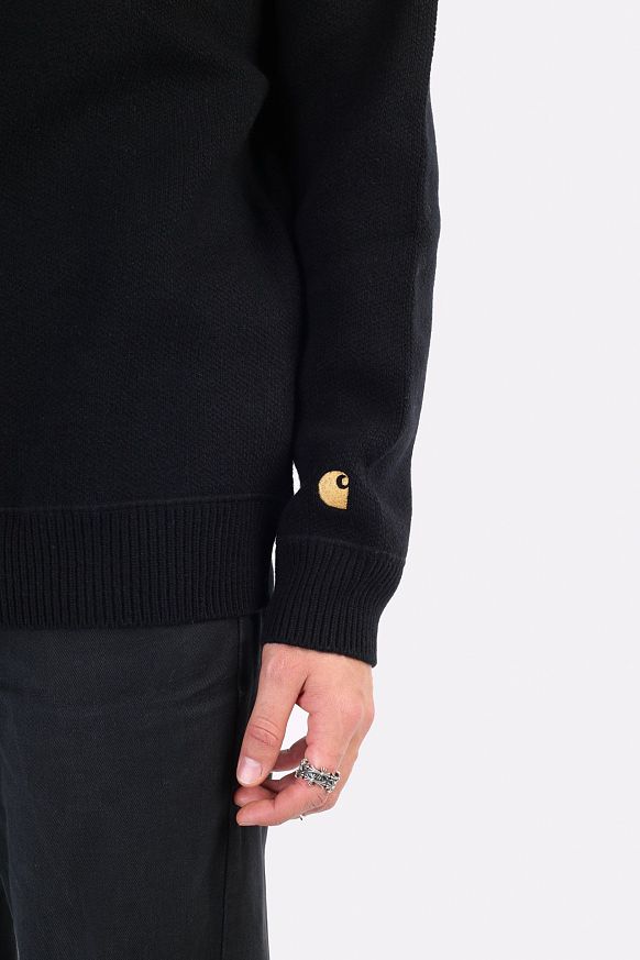 Мужской свитер Carhartt WIP Chase Sweater (I028362-black/gold) - фото 2 картинки