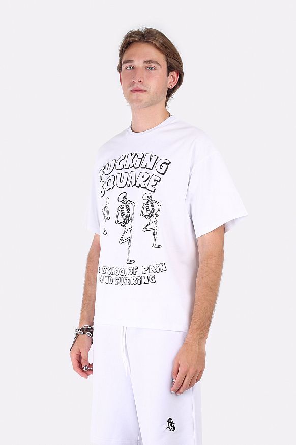 Мужская футболка FUKSQRE Dance Bones School (Dancebones-white) - фото 2 картинки