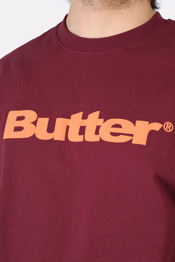 Мужская футболка Butter Goods Wordmark Puff Tee (Wordmark puff-brgd) - фото 3 картинки
