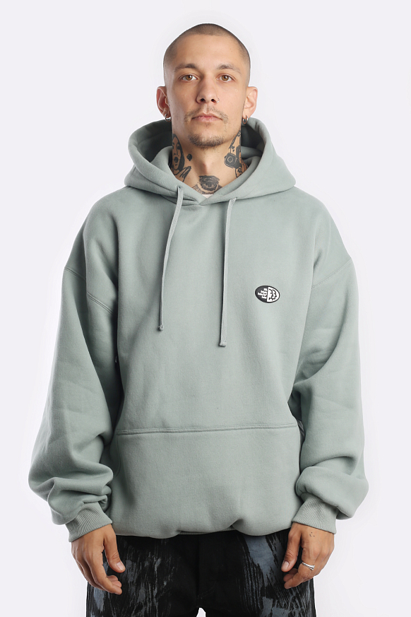 Мужская толстовка Hombre Nino Rubber Logo Hooded Pull Over (0222-CT0003-bl/gry) - фото 2 картинки