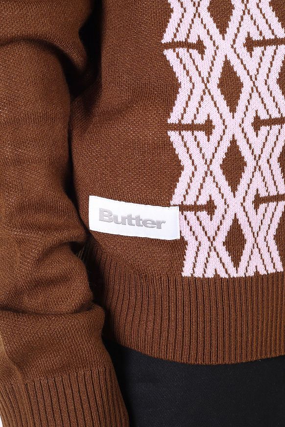 Мужской кардиган Butter Goods Club Knit Cardigan (Club Knit Cardigan Chocol) - фото 2 картинки