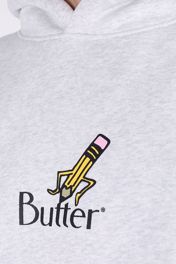 Мужская толстовка Butter Goods Pencil Pullover Hood (Pencil Hood Heather-grey) - фото 2 картинки
