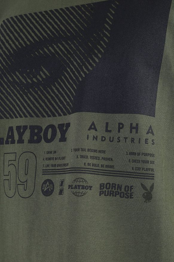 Мужская футболка Alpha Industries x PLAYBOY World Tour Tee (CTP51500C1-olive) - фото 2 картинки