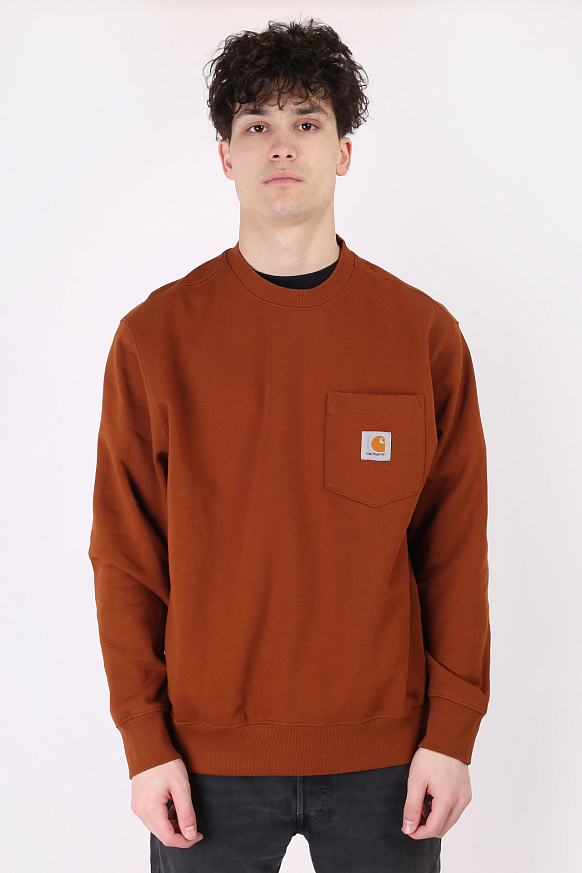 Мужская толстовка Carhartt WIP Pocket Sweat (I027681-brandy) - фото 3 картинки