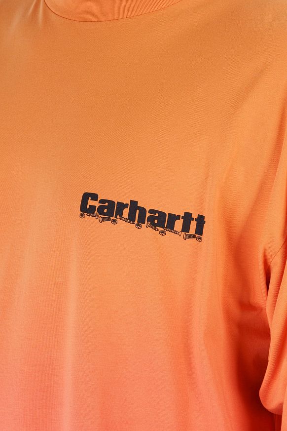 Мужской лонгслив Carhartt WIP L/S Light Work T-Shirt (I034672-pumpkin/cherry) - фото 6 картинки