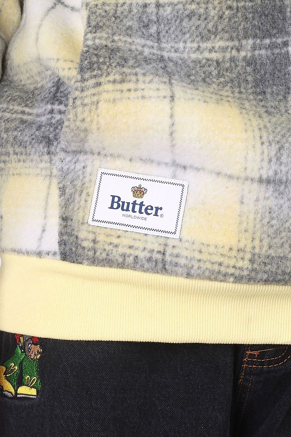 Мужская толстовка Butter Goods Heavyweight Plaid Pullover (Heavyweight hood-charcoal) - фото 3 картинки
