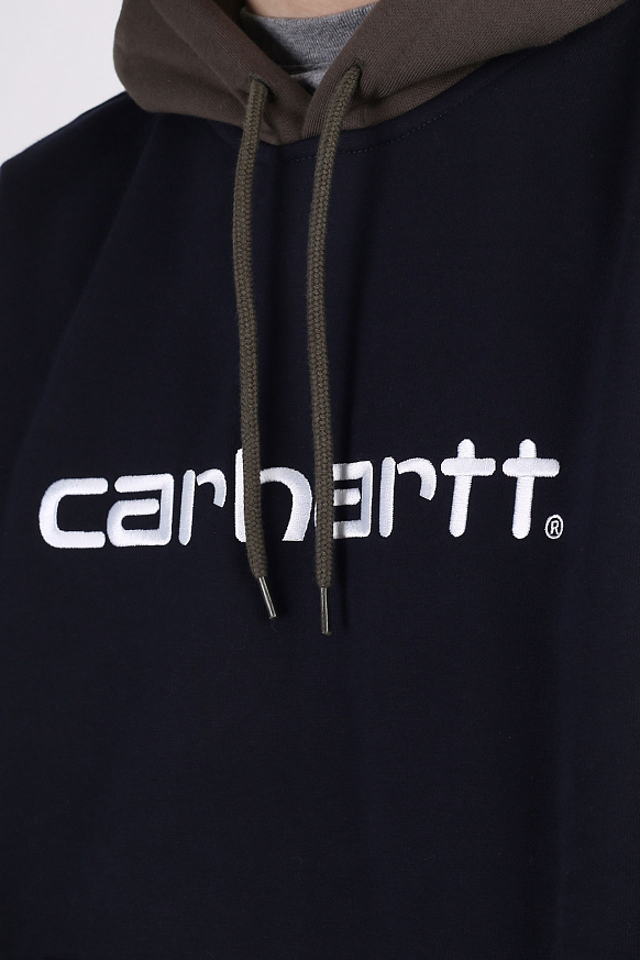 Мужская толстовка Carhartt WIP Hooded Tricol Sweat (I028353-dark navy) - фото 2 картинки