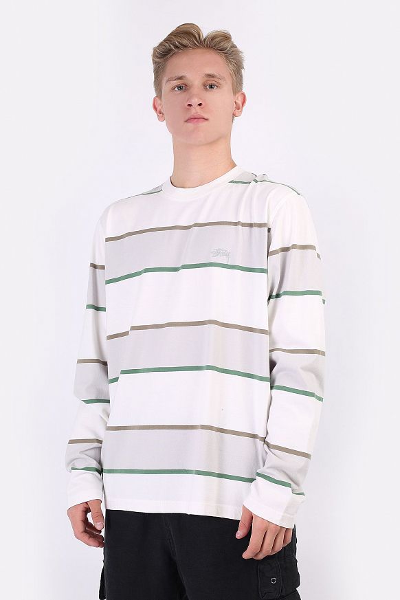 Мужской лонгслив Stussy Bold Stripe LS Crew (1140251-bone)