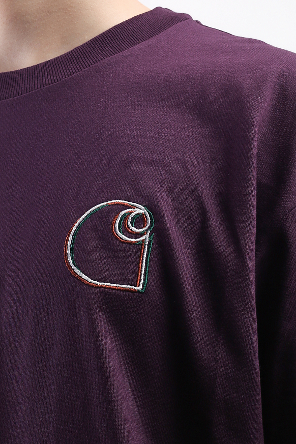 Мужская футболка Carhartt WIP Commission Logo T-Shirt (I028460-boysenberry) - фото 2 картинки