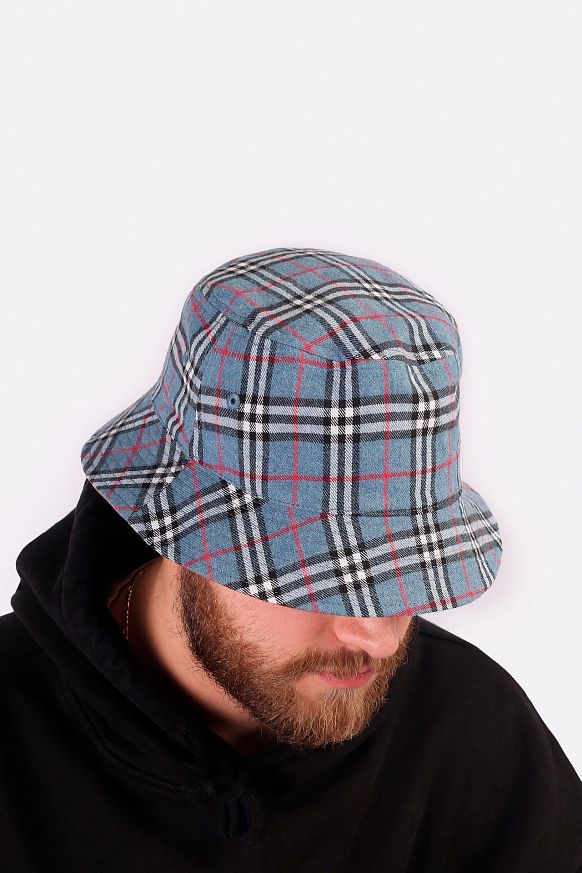 Панама Butter Goods Plaid Reversible Bucket (Plaid hat-blue/brown) - фото 3 картинки