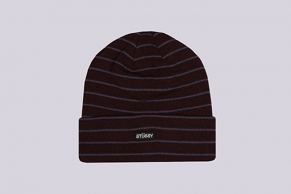Шапка Stussy Striped FA18 Cuff Beanie (132897-wine)