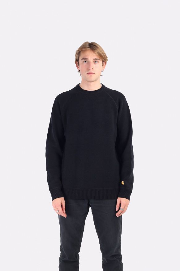 Мужской свитер Carhartt WIP Chase Sweater (I028362-black/gold) - фото 5 картинки