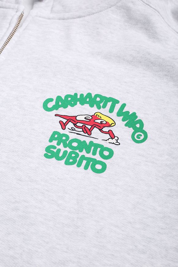 Мужская толстовка Carhartt WIP Hooded Pronto Sweat Jacket (I035177 Ash-heather) - фото 3 картинки