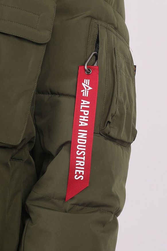 Мужская куртка Alpha Industries Hooded Puffer Jacket (MJH52500C1 dark green) - фото 2 картинки