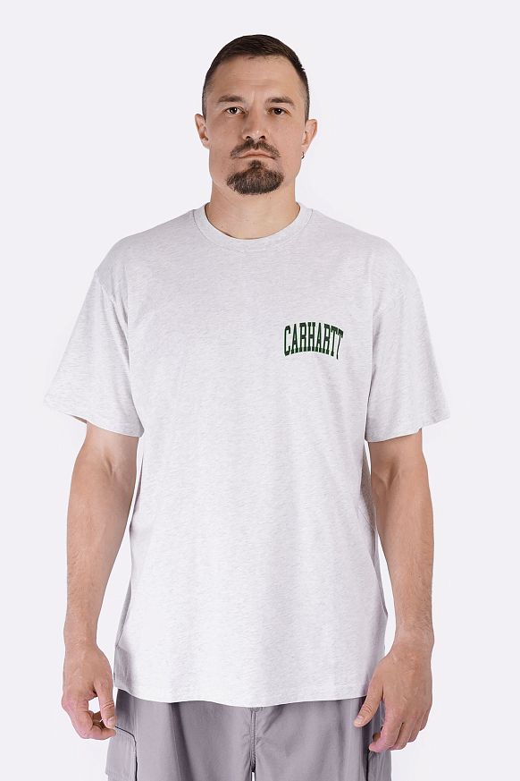 Мужская футболка Carhartt WIP S/S Logo T-Shirt (I034643-ash heather) - фото 3 картинки