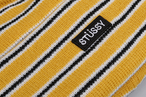 Шапка Stussy Striped FA18 Cuff Beanie (132897-yellow) - фото 2 картинки