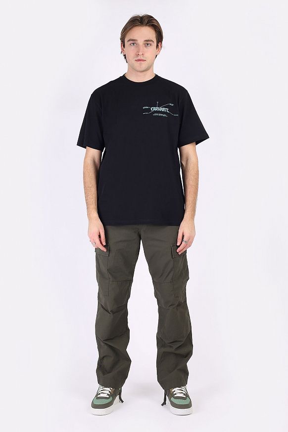 Мужская футболка Carhartt WIP S/S Blueprint T-Shirt (I029979-blk/lgt blue) - фото 6 картинки
