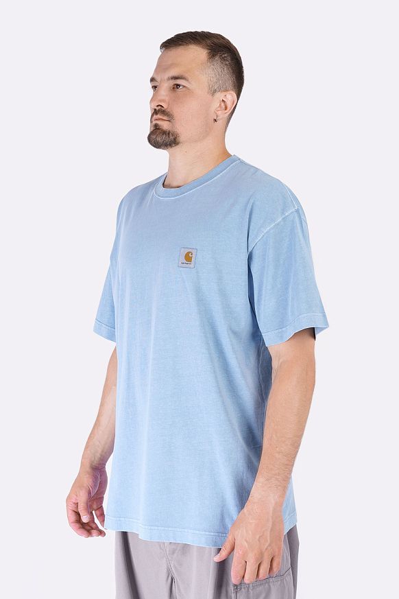 Мужская футболка Carhartt WIP S/S Nelson T-Shirt (I029949-clay blue garm dy) - фото 3 картинки