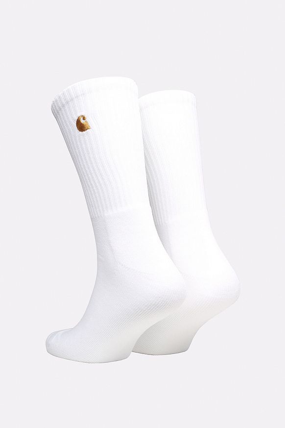 Мужские носки Carhartt WIP Chase Socks (I029421-white/gold) - фото 2 картинки