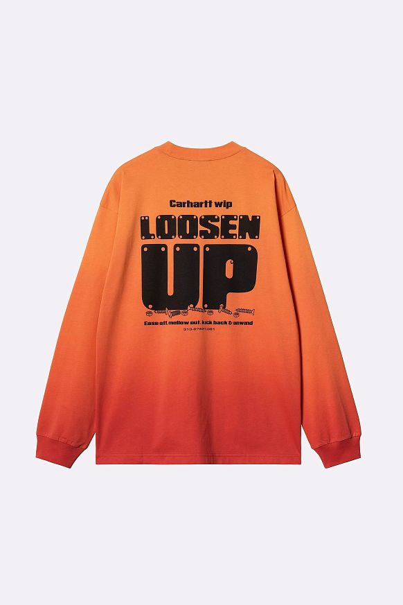 Мужской лонгслив Carhartt WIP L/S Light Work T-Shirt (I034672-pumpkin/cherry) - фото 2 картинки