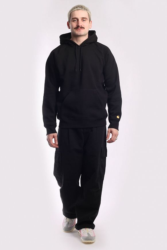 Мужская толстовка Carhartt WIP Hooded Chase Sweat (I026384-black/gold) - фото 7 картинки