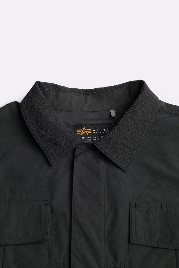 Мужская рубашка Alpha Industries SS Seersucker Shirt (MTS55000C1_077-charcoal) - фото 2 картинки