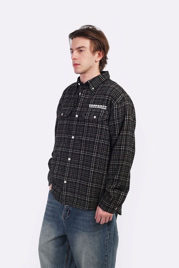 Мужская рубашка Carhartt WIP L/S Runaway Millett Shirt (I034383-Millettch blk/wax) - фото 4 картинки