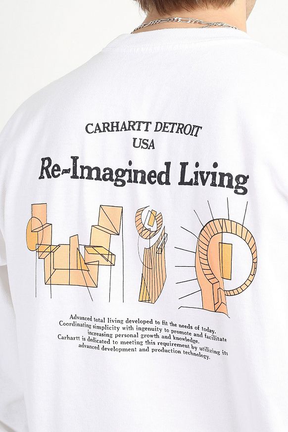 Мужской лонгслив Carhartt WIP L/S Living T-Shirt (I030179-white) - фото 5 картинки