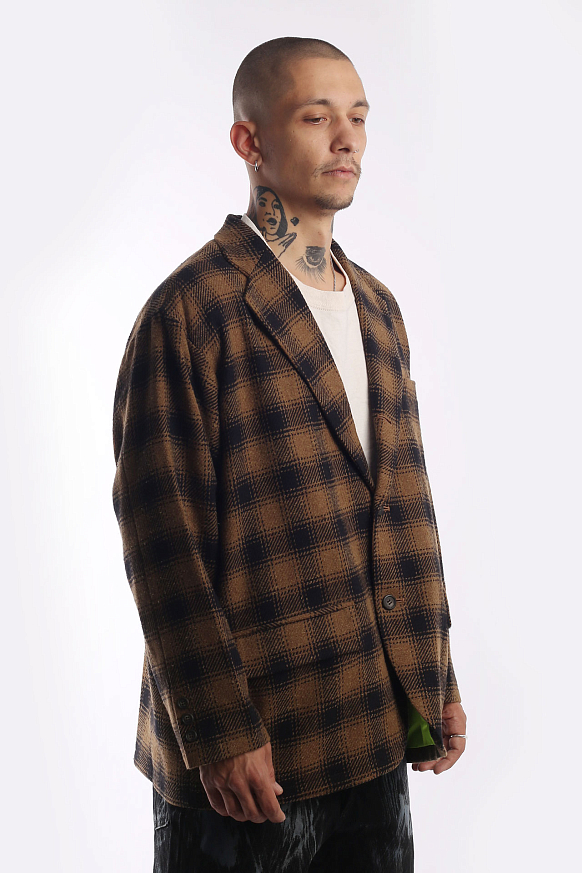 Мужской пиджак Hombre Nino Plaid 3B Jacket (0222-JK0003-brown) - фото 4 картинки