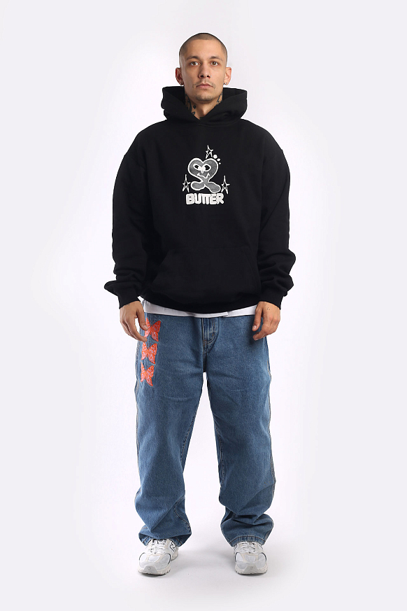 Мужская толстовка Butter Goods Heart Logo Pullover Hood (Heart logo-black) - фото 7 картинки