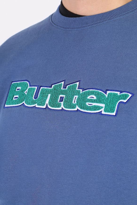 Мужская толстовка Butter Goods Chenille Logo Crewneck (CHENILLE-navy) - фото 2 картинки