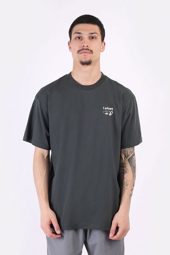Мужская футболка Carhartt WIP S/S Screensaver T-Shirt (I029629-slate/white) - фото 3 картинки