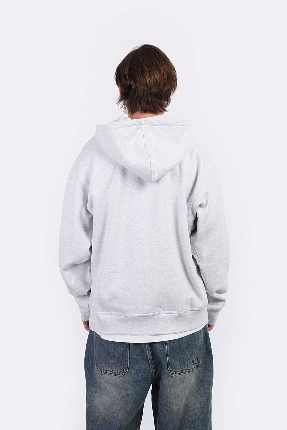 Мужская толстовка Carhartt WIP Hooded American Script Jacket (I033063-Ash Heather) - фото 4 картинки