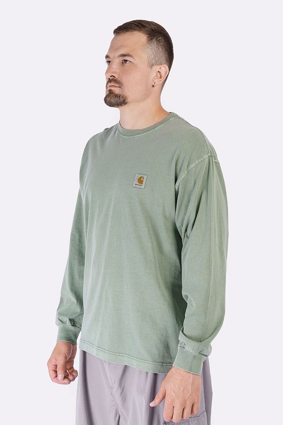 Мужской лонгслив Carhartt WIP L/S Nelson T-Shirt (I029948-park garm dyed) - фото 3 картинки