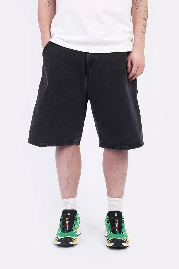 Мужские шорты Carhartt WIP Rivet Short (I034319-black st wshd) - фото 2 картинки