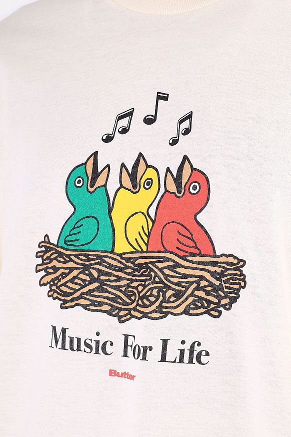 Мужская футболка Butter Goods Music For Life Tee (MUSIC LIFE-cream) - фото 2 картинки