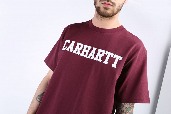 Мужская футболка Carhartt WIP S/S College T-Shirt (I024772-shiraz/w) - фото 2 картинки