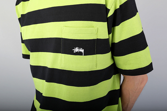 Мужская футболка Stussy Range Stripe Pocket Crew (114999-black) - фото 4 картинки