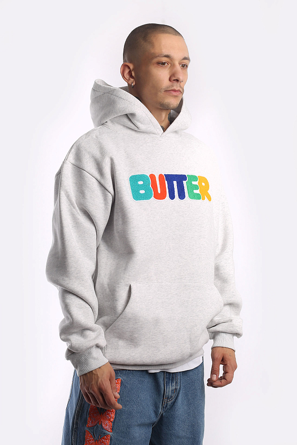 Мужская толстовка Butter Goods Rounded Chenille Applique Pullover Hood (Rounded chenille-ash grey) - фото 4 картинки