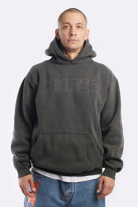 Мужская толстовка Butter Goods Distressed Dye Pullover Hood (Distressed Dye-pepper) - фото 2 картинки