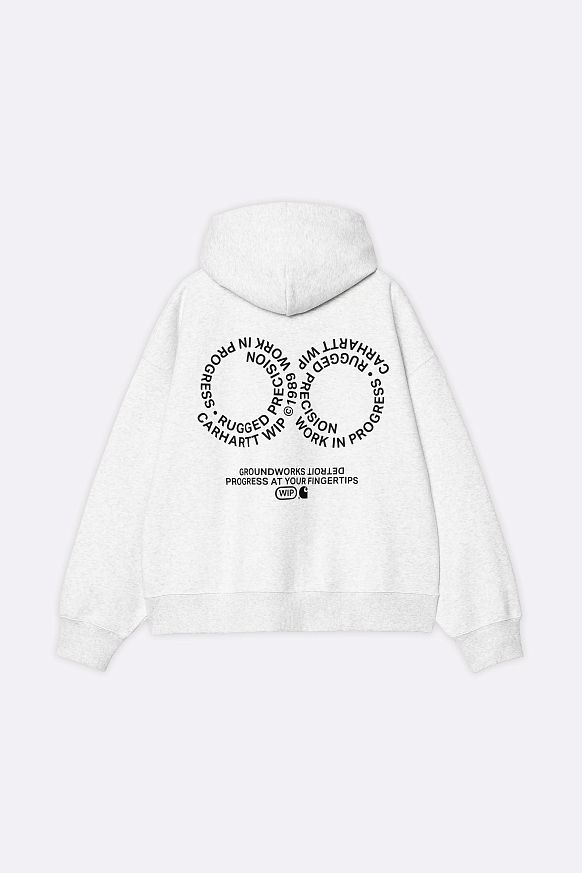 Мужская толстовка Carhartt WIP Hooded Rotation Sweat (I034690-ash heather/blk) - фото 2 картинки